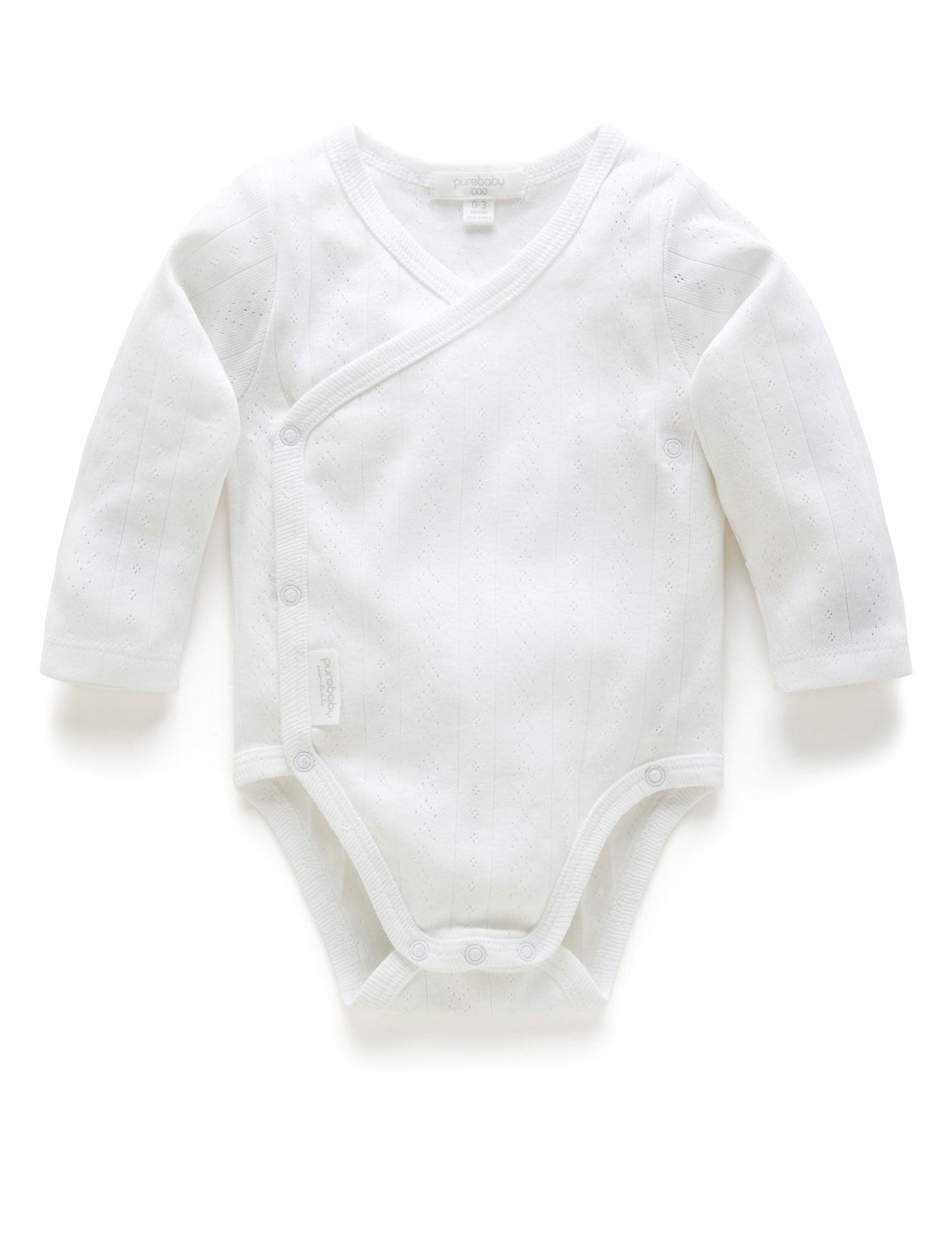 PUREBABY POINTELLE LS WRAP BODYSUIT