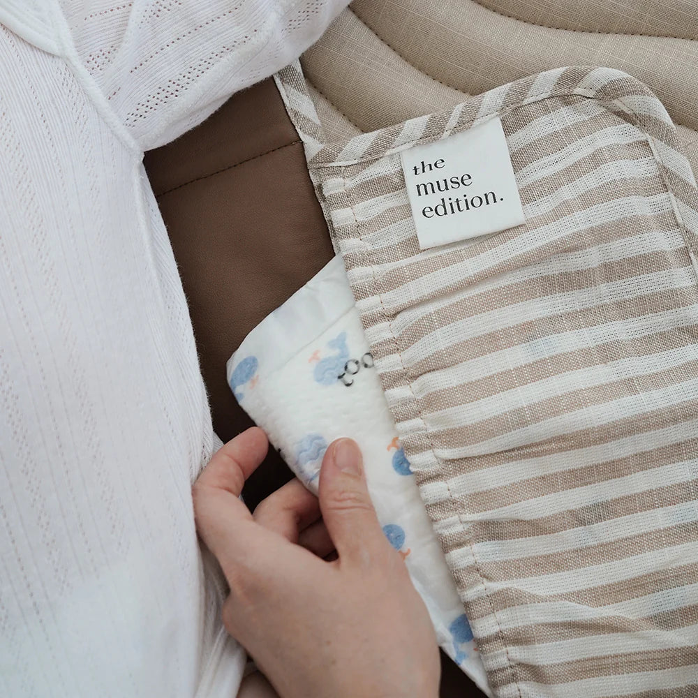 THE MUSE EDITION LINEN CHANGE MAT - STRIPE