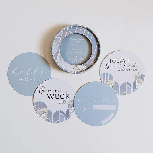 Snuggle Hunny Kids Milestone Cards Eventide & Ice Blue | Miss Kyree Loves | Reversible Milestone Cards