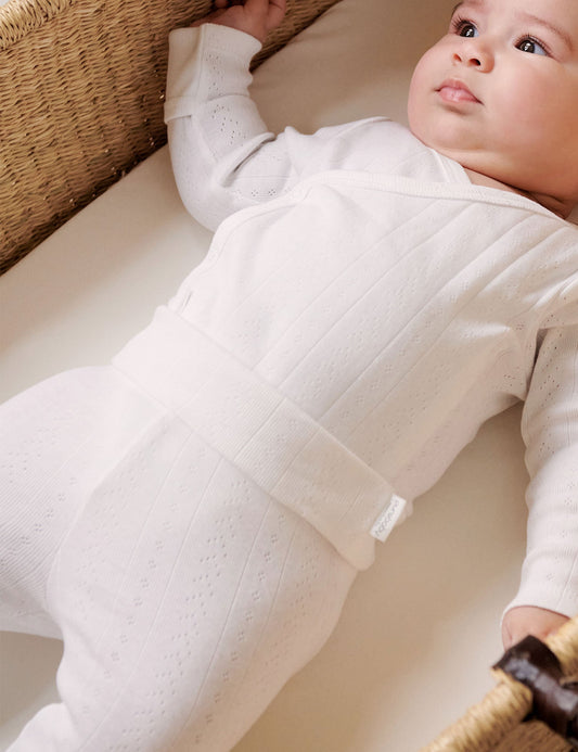 PUREBABY POINTELLE LS WRAP BODYSUIT