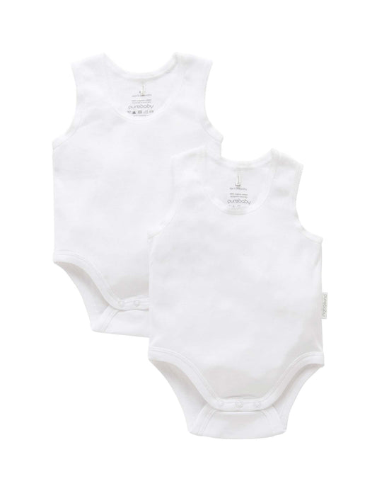 PURE BABY BODYSUIT 2 PK- WHITE