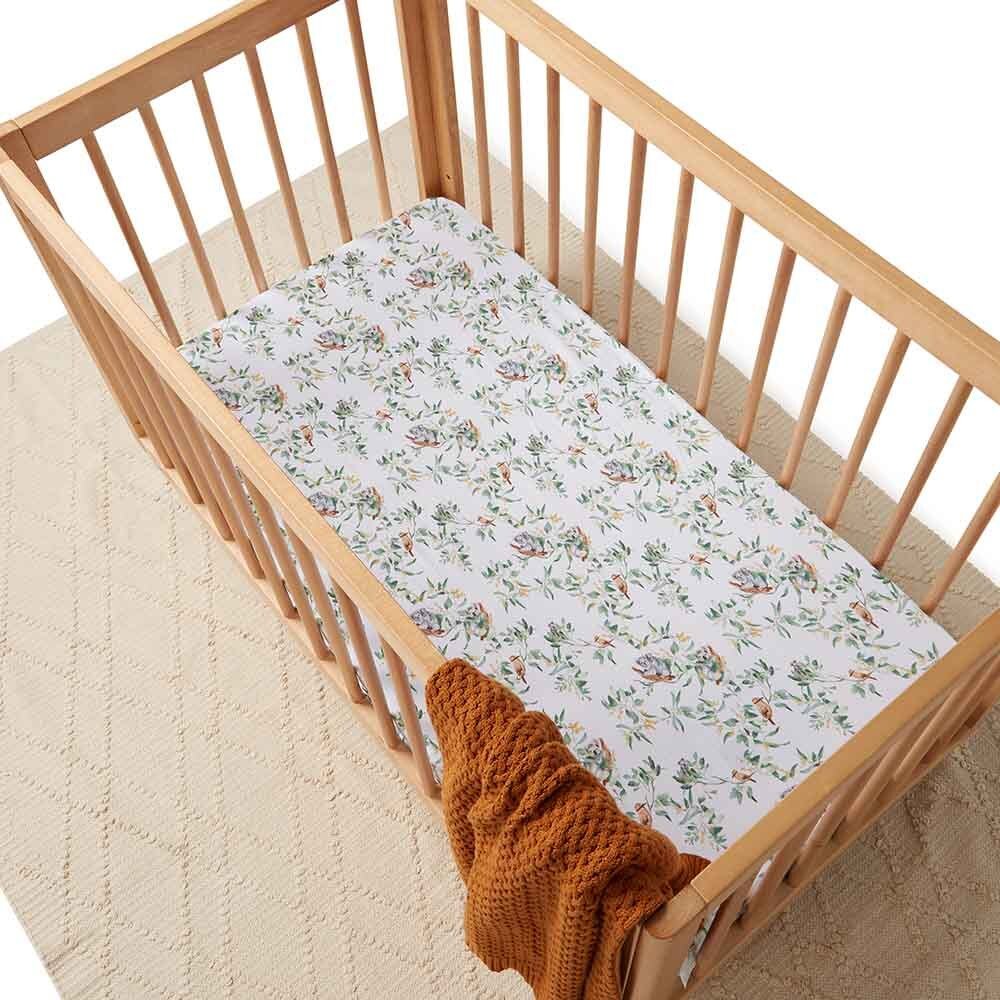 SNUGGLE HUNNY EUCALYPT ORGANIC FITTED COT SHEET