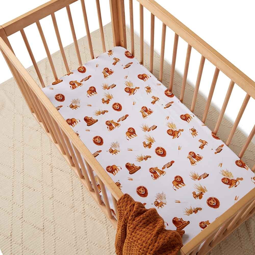 SNUGGLE HUNNY LION ORGANIC FITTED COT SHEET