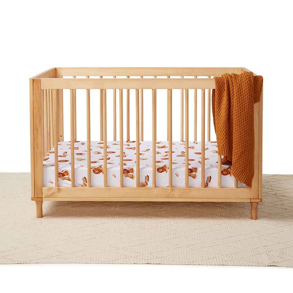 SNUGGLE HUNNY LION ORGANIC FITTED COT SHEET