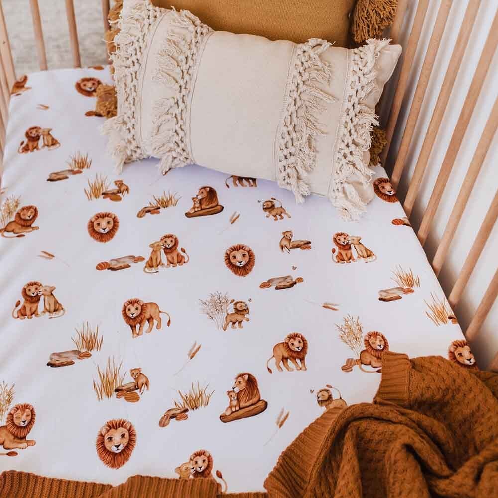 SNUGGLE HUNNY LION ORGANIC FITTED COT SHEET