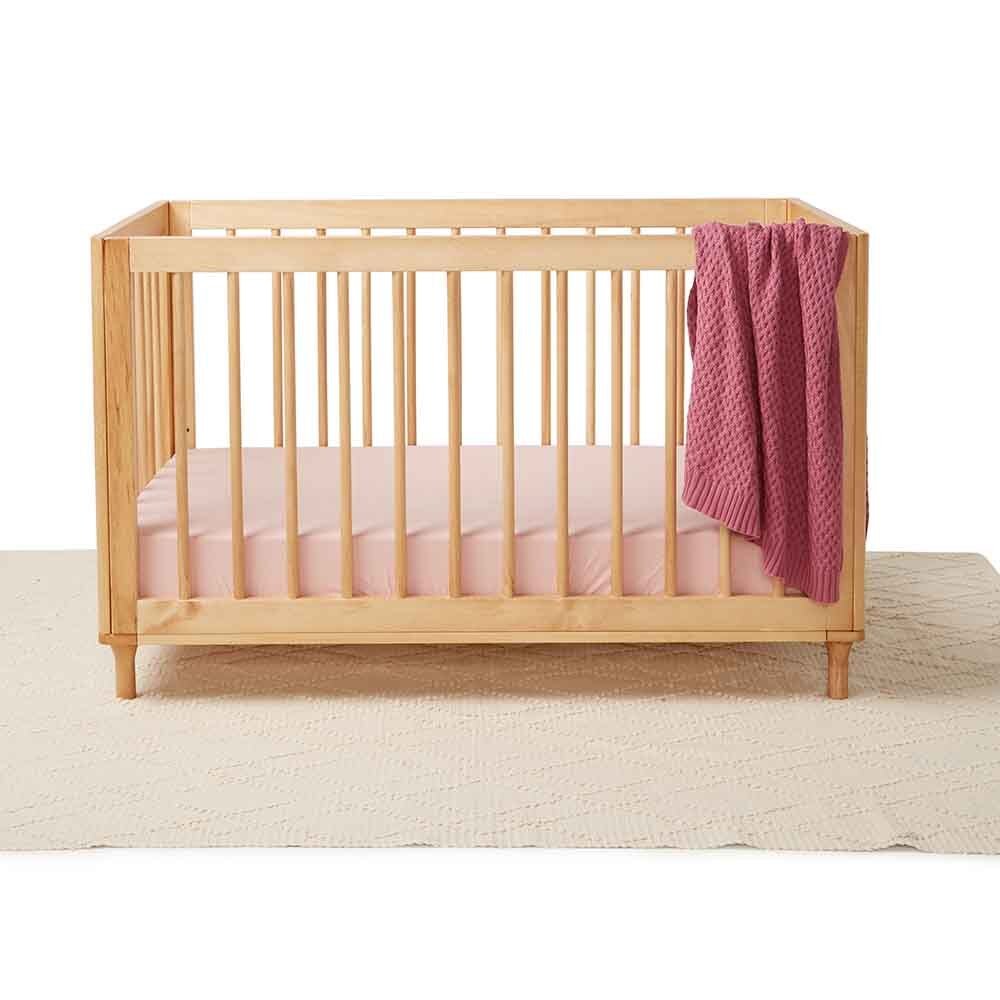 SNUGGLE HUNNY LULLABY PINK ORGANIC FITTED COT SHEET