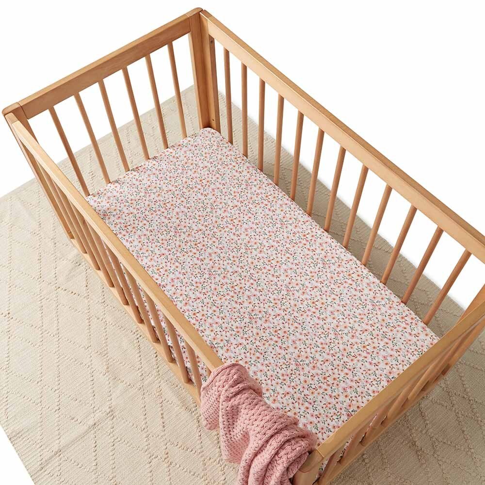 SNUGGLE HUNNY SPRING FLORAL ORGANIC FITTED COT SHEET