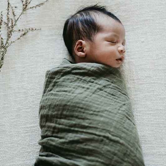 SNUGGLE HUNNY DUSTY OLIVE ORGANIC MUSLIN WRAP