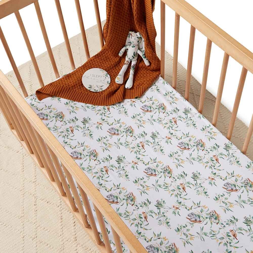 SNUGGLE HUNNY EUCALYPT ORGANIC FITTED COT SHEET