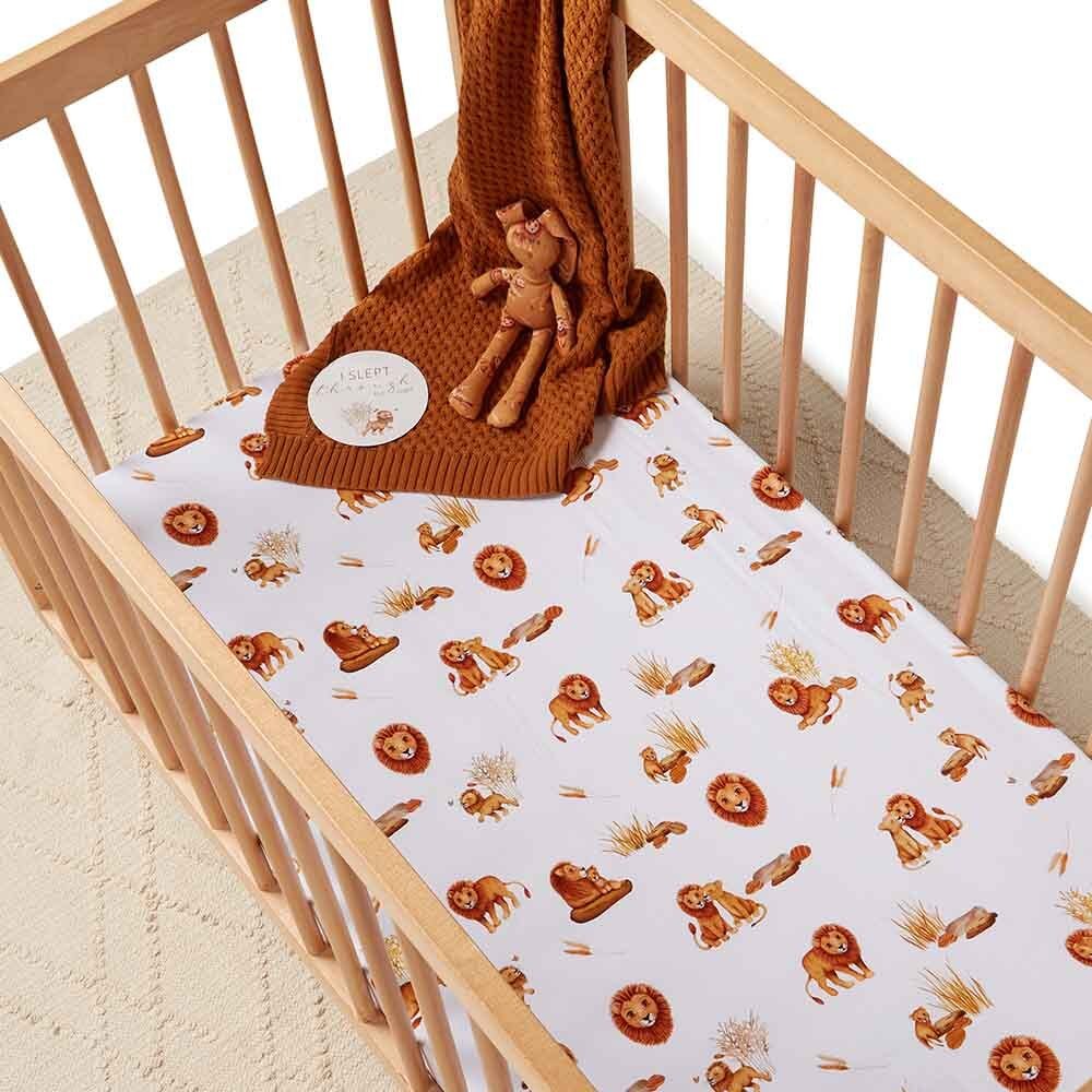 SNUGGLE HUNNY LION ORGANIC FITTED COT SHEET