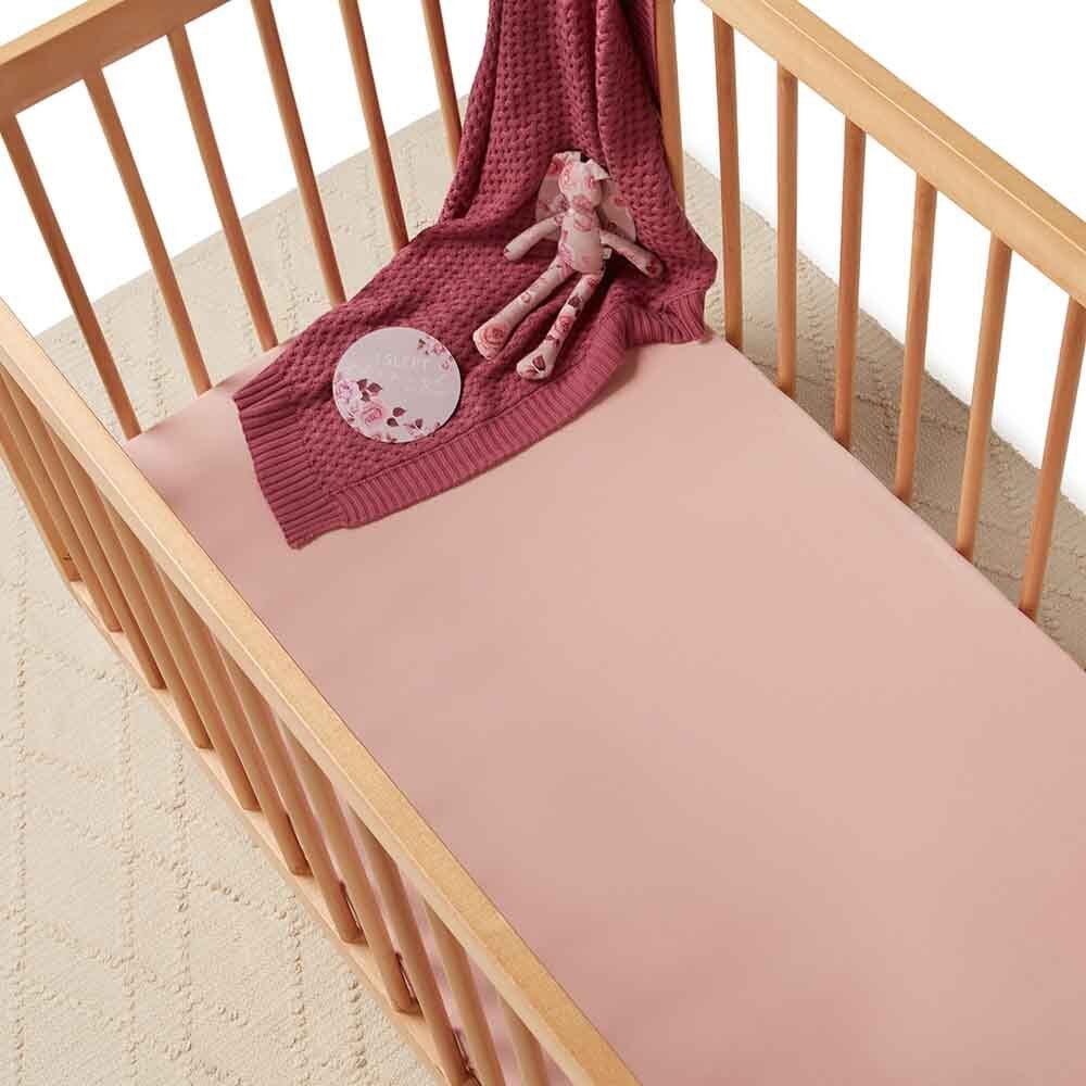 SNUGGLE HUNNY LULLABY PINK ORGANIC FITTED COT SHEET