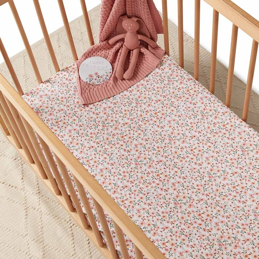 SNUGGLE HUNNY SPRING FLORAL ORGANIC FITTED COT SHEET