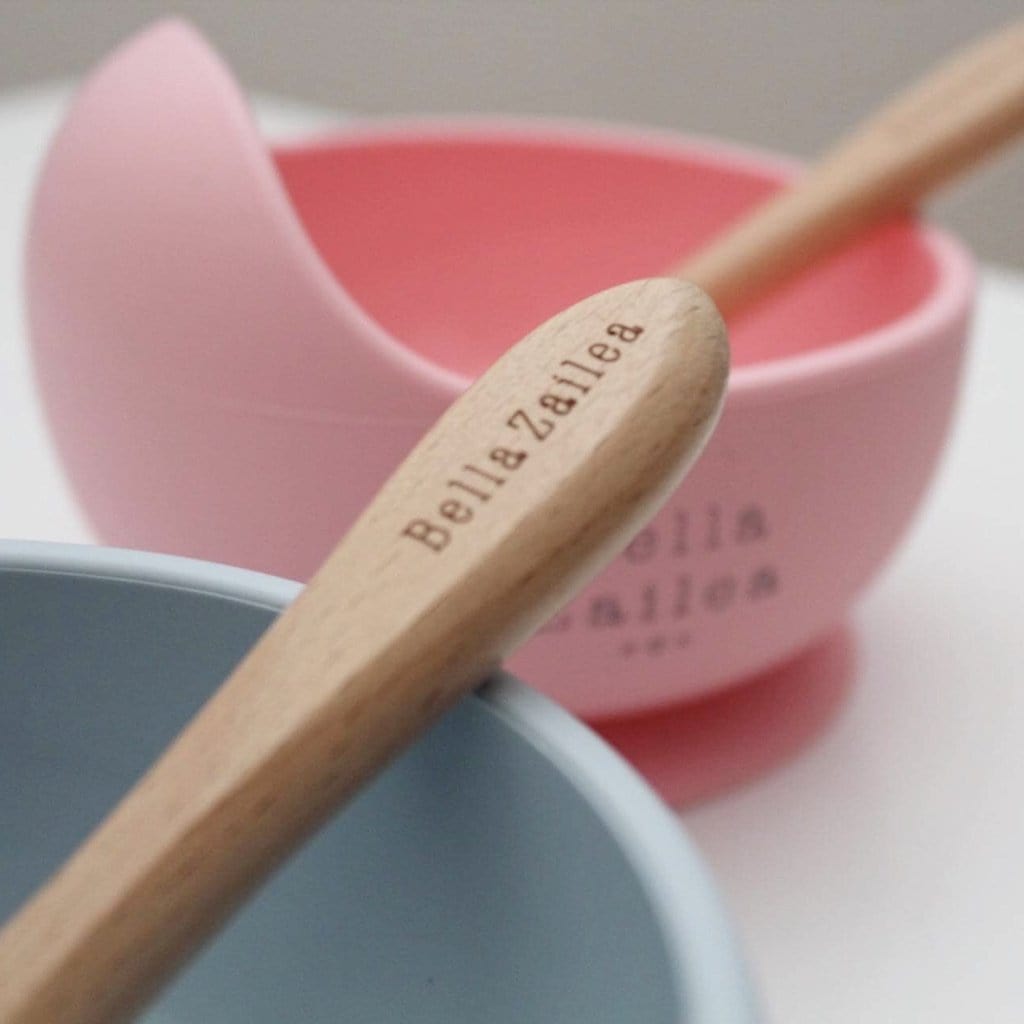Bella Zailea Feeding Bowl Silicone Suction Bowl & Spoon | Dusty Pink