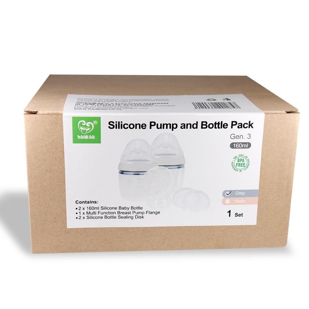 HAAKAA Breast Pump Generation 3 Silicone Pump and Bottle Starter Pack