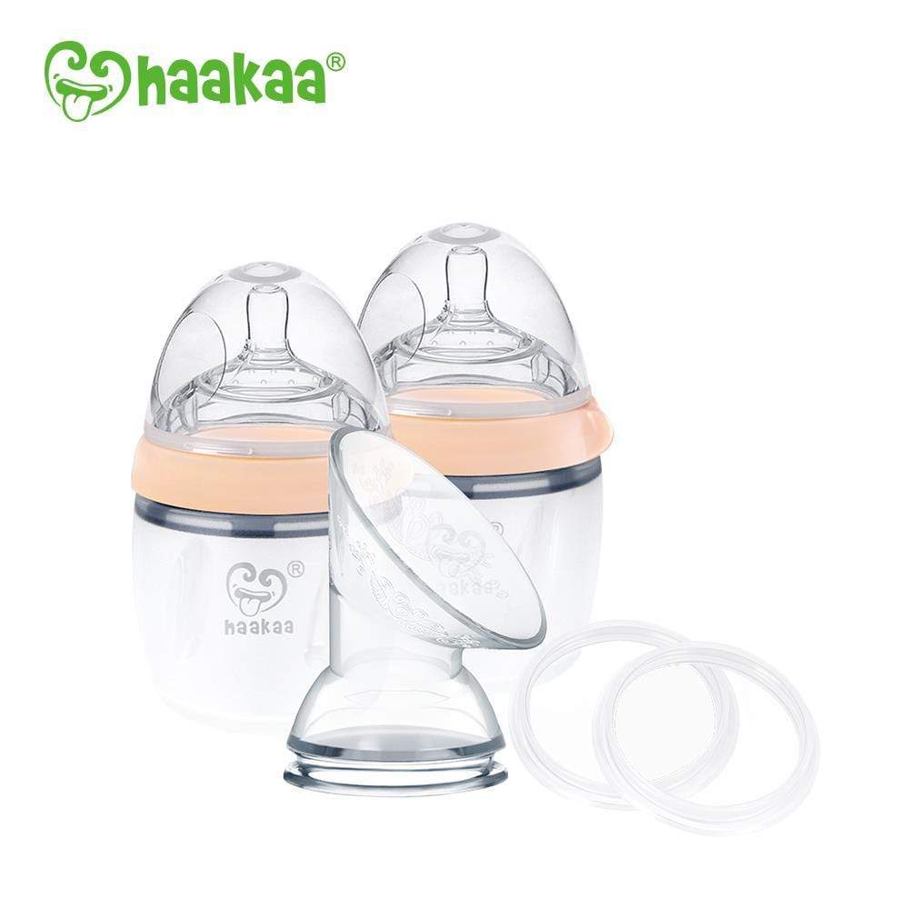 HAAKAA Breast Pump Nude Generation 3 Silicone Pump and Bottle Starter Pack